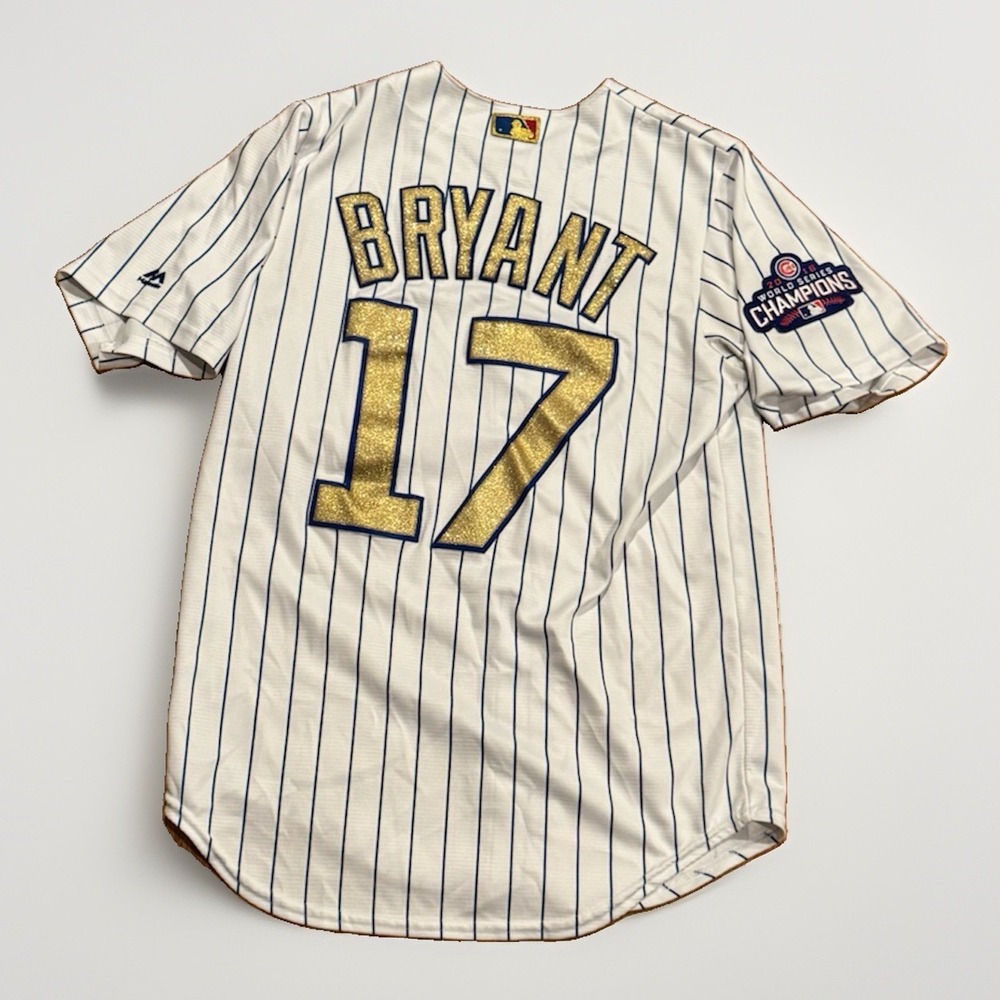 Chicago Cubs 2016 Championship Jersey Kris Bryant Gold World Series Men's S Rare